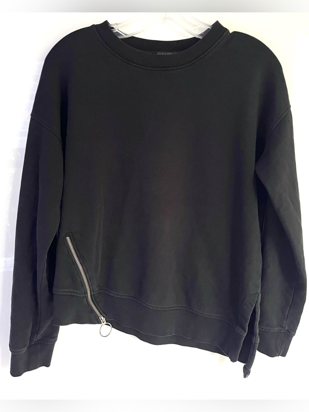All Saints Leti Able Black Asymmetrical Sweatshirt